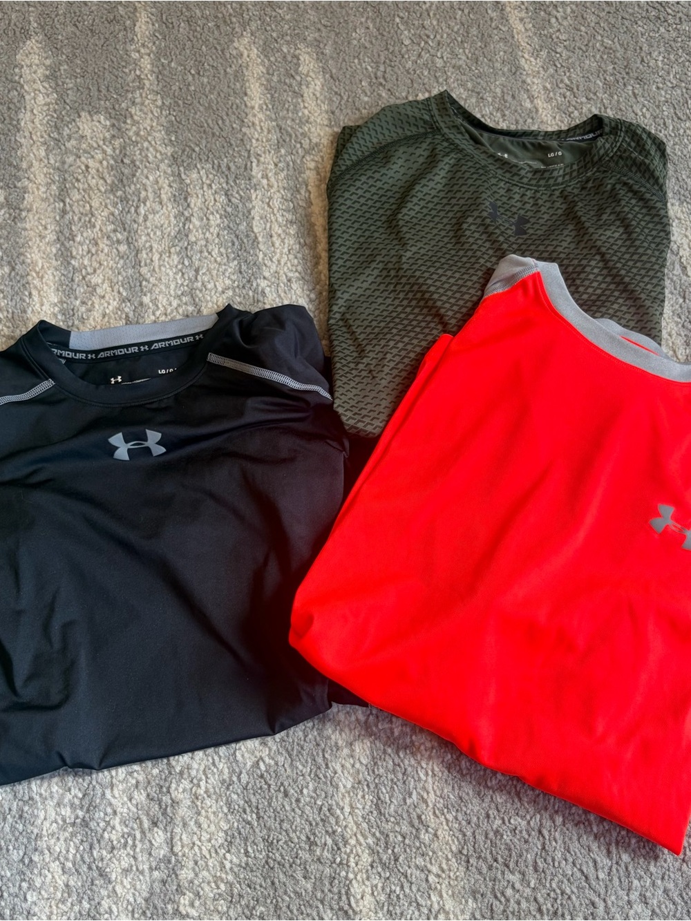 Under Armour Men's Performance Tops - Black, Olive, Bright Orange - L
